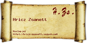 Hricz Zsanett névjegykártya